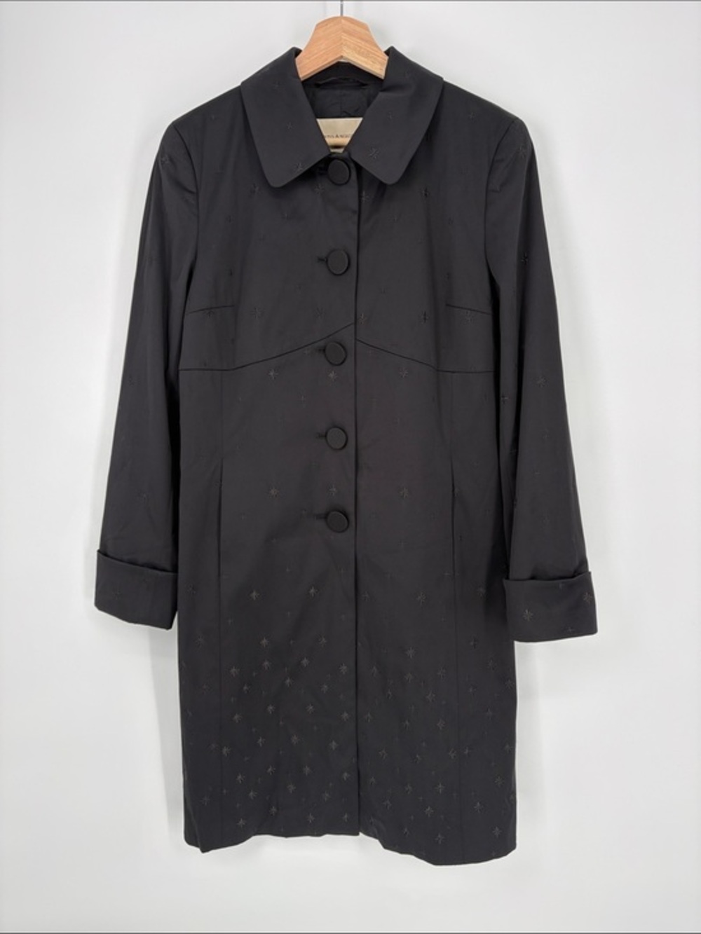 🍔 Enzo Angiolini long embroidered stars Black Jacket Notched Collar